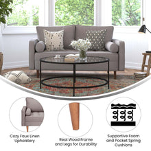 Load image into Gallery viewer, Loveseat Sofa with Tufted Faux Linen Upholstery, Solid Wood Legs in Slate Gray