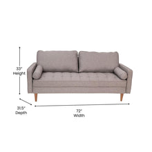 Load image into Gallery viewer, Sofa with Tufted Faux Linen Upholstery, Solid Wood Legs in Slate Gray