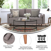 Load image into Gallery viewer, Sofa with Tufted Faux Linen Upholstery, Solid Wood Legs in Slate Gray