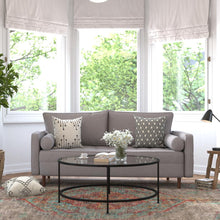 Load image into Gallery viewer, Sofa with Tufted Faux Linen Upholstery, Solid Wood Legs in Slate Gray
