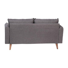 Load image into Gallery viewer, Loveseat Sofa with Faux Linen Fabric Upholstery, Solid Wood Legs in Stone Gray