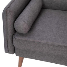 Load image into Gallery viewer, Loveseat Sofa with Faux Linen Fabric Upholstery, Solid Wood Legs in Stone Gray
