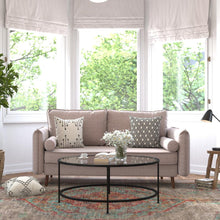 Load image into Gallery viewer, Mid-Century Sofa with Faux Linen Fabric Upholstery & Solid Wood Legs in Taupe