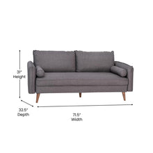 Load image into Gallery viewer, Sofa with Faux Linen Fabric Upholstery, Solid Wood Legs in Stone Gray