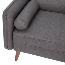 Load image into Gallery viewer, Sofa with Faux Linen Fabric Upholstery, Solid Wood Legs in Stone Gray