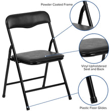 Load image into Gallery viewer, Black 3 Piece Folding Table and Chair Set