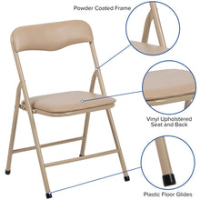 Load image into Gallery viewer, Tan 3 Piece Folding Table and Chair Set