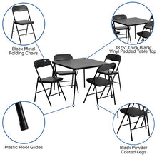 Load image into Gallery viewer, 5 Piece Black Folding Card Table and Chair Set with 4 Folding Chairs and Table
