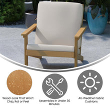 Load image into Gallery viewer, Adirondack Style Deep Seat Patio Club Chair with Cushions, Natural Cedar/Cream