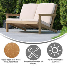 Load image into Gallery viewer, Adirondack Style Deep Seat Patio Loveseat with Cushions, Natural Cedar/Cream