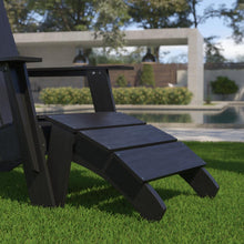 Load image into Gallery viewer, Modern All-Weather Poly Resin Wood Adirondack Ottoman Foot Rest in Black