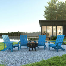 Load image into Gallery viewer, 5 Piece Blue Poly Resin Wood Adirondack Chair Set with Fire Pit