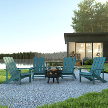 Load image into Gallery viewer, 5 Piece Sea Foam Poly Resin Wood Adirondack Chair Set with Fire Pit
