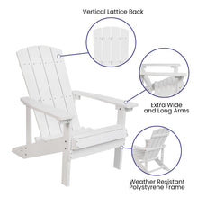 Load image into Gallery viewer, Commercial All-Weather Poly Resin Wood Adirondack Chair in White