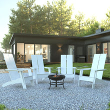 Load image into Gallery viewer, Set of 4 White Sawyer Chairs with 22" Round Wood Burning Fire Pit