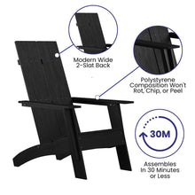 Load image into Gallery viewer, Modern Commercial All-Weather Poly Resin Wood Adirondack Chair in Black