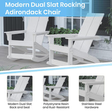 Load image into Gallery viewer, Set of 4 White 2-Slat Rocking Adirondack Chairs with Matching Side Table