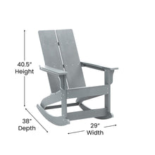 Load image into Gallery viewer, All-Weather 2-Slat Poly Resin Wood Rocking Adirondack Chair in Gray
