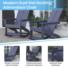 Load image into Gallery viewer, All-Weather 2-Slat Poly Resin Rocking Adirondack Chair in Navy - Set of2