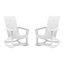 Load image into Gallery viewer, All-Weather 2-Slat Poly Resin Rocking Adirondack Chair in White - Set of2