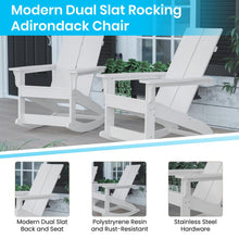 Load image into Gallery viewer, All-Weather 2-Slat Poly Resin Rocking Adirondack Chair in White - Set of2