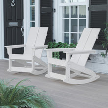 Load image into Gallery viewer, All-Weather 2-Slat Poly Resin Rocking Adirondack Chair in White - Set of2