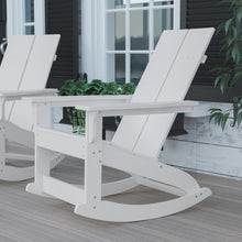 Load image into Gallery viewer, All-Weather 2-Slat Poly Resin Wood Rocking Adirondack Chair in White