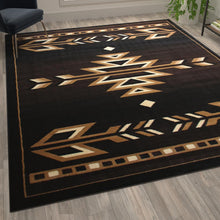 Load image into Gallery viewer, Southwestern 8' x 10' Brown Area Rug - Olefin Accent Rug with Jute Backing