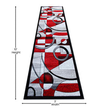 Load image into Gallery viewer, 3' x 10' Red Geometric Abstract Area Rug - Olefin Rug