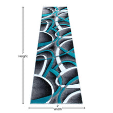 Load image into Gallery viewer, 2' x 7' Turquoise Abstract Area Rug - Olefin Rug