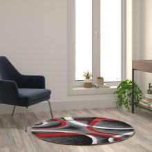 Load image into Gallery viewer, 4' x 4' Red Round Abstract Area Rug - Olefin Rug