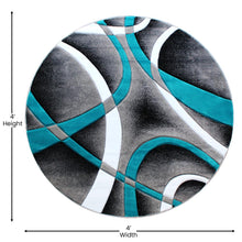 Load image into Gallery viewer, 4' x 4' Turquoise Round Abstract Area Rug - Olefin Rug
