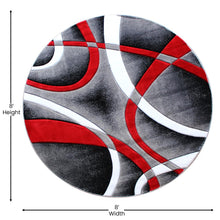 Load image into Gallery viewer, 8' x 8' Red Round Abstract Area Rug - Olefin Rug
