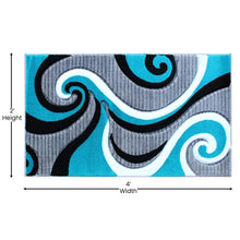 Load image into Gallery viewer, 2' x 3' Turquoise Abstract Area Rug - Olefin Rug - Hallway, Entryway, or Bedroom