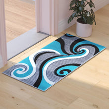Load image into Gallery viewer, 2' x 3' Turquoise Abstract Area Rug - Olefin Rug - Hallway, Entryway, or Bedroom