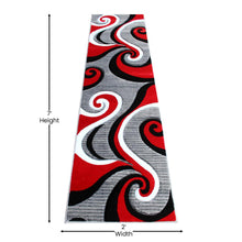 Load image into Gallery viewer, 2' x 7' Red Abstract Area Rug - Olefin Rug - Hallway, Entryway, or Bedroom