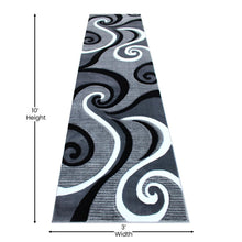 Load image into Gallery viewer, 3' x 10' Gray Abstract Area Rug - Olefin Rug - Hallway, Entryway, or Bedroom