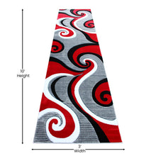 Load image into Gallery viewer, 3' x 10' Red Abstract Area Rug - Olefin Rug - Hallway, Entryway, or Bedroom