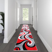 Load image into Gallery viewer, 3' x 16' Red Abstract Area Rug - Olefin Rug - Hallway, Entryway, or Bedroom