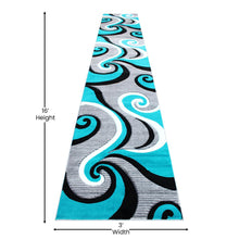 Load image into Gallery viewer, 3' x 16' Turquoise Abstract Area Rug - Olefin Rug