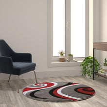 Load image into Gallery viewer, 4' x 4' Red Abstract Area Rug - Olefin Rug - Hallway, Entryway, or Bedroom