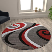 Load image into Gallery viewer, 5' x 5' Red Abstract Area Rug - Olefin Rug - Hallway, Entryway, or Bedroom
