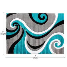 Load image into Gallery viewer, 5' x 7' Turquoise Abstract Area Rug - Olefin Rug - Hallway, Entryway, or Bedroom