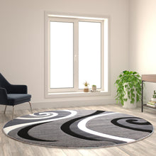 Load image into Gallery viewer, 8' x 8' Gray Abstract Area Rug - Olefin Rug - Hallway, Entryway, or Bedroom