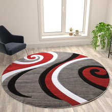 Load image into Gallery viewer, 8' x 8' Red Abstract Area Rug - Olefin Rug - Hallway, Entryway, or Bedroom