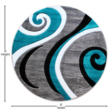 Load image into Gallery viewer, 8' x 8' Turquoise Abstract Area Rug - Olefin Rug - Hallway, Entryway, or Bedroom