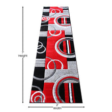 Load image into Gallery viewer, 2' x 7' Red Geometric Abstract Area Rug - Olefin Rug