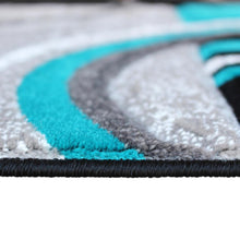 Load image into Gallery viewer, 3' x 10' Turquoise Abstract Area Rug - Olefin Rug