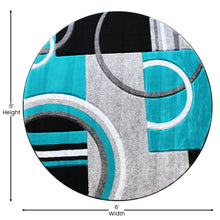Load image into Gallery viewer, Round 5' x 5' Turquoise Abstract Area Rug - Olefin Rug