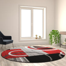 Load image into Gallery viewer, Round 8' x 8' Red Abstract Area Rug - Olefin Rug